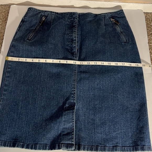 Denim Mini Petite Skirt Talbots Blue Jean Fitted Skirt Women’s 12p - Picture 5 of 11